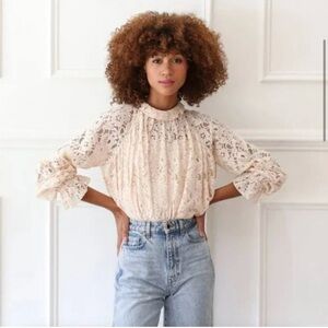 Mille resort & travel lace Victorian blouse $240 Nwot boho fall classic casual